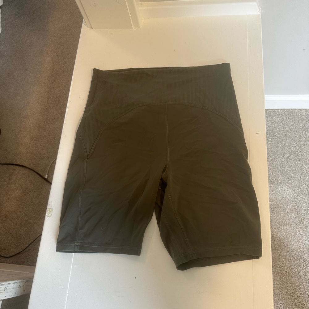 Size 10 Army Green Lulu Lemon Biker Shorts